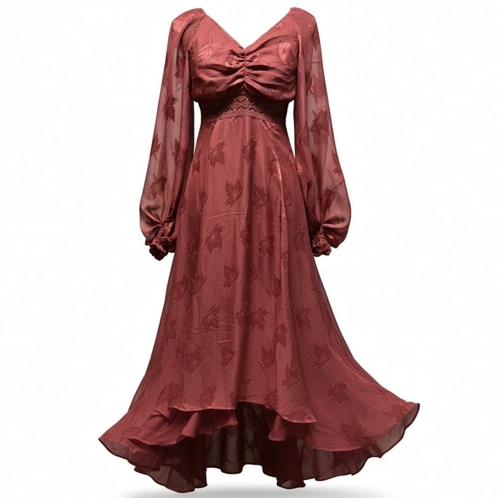 Joyfolie XS Burgundy Floral Dress NWT High Low